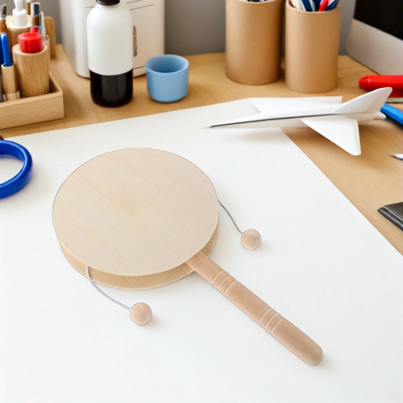 Tambores sonajero de madera creativos sin pintar para niños, tambores de mono para el desarrollo de habilidades motoras finas y de imaginación, 10 Uds.