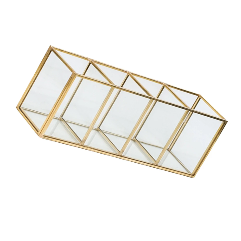 

Glass Pencil Holder Multi Compartments Clear Organizer for Desk Makeup Brushes Pens Cosmetics Brush Storage Box
