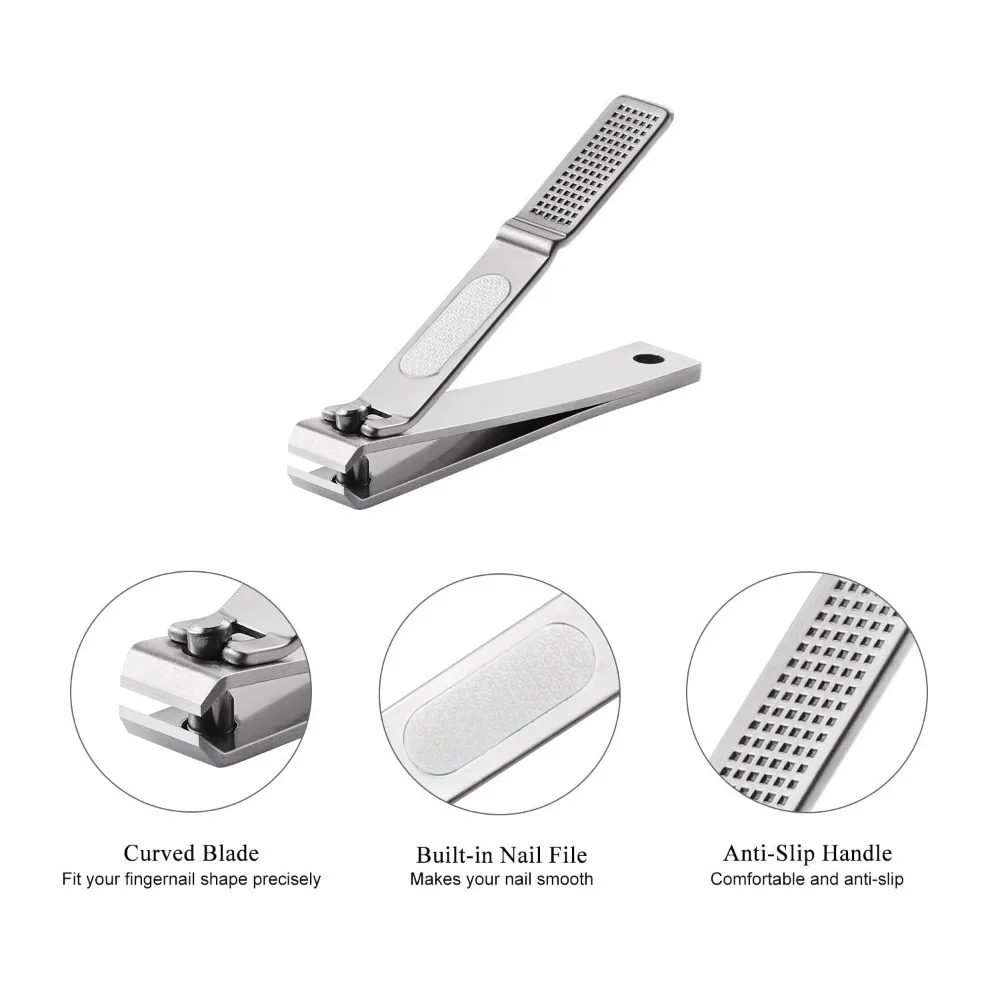 مجموعة مقصات أظافر، ماكينة قص أظافر وأظافر حادة للغاية وقوية مع علبة من القصدير بشكل واضح، باللون الأسود