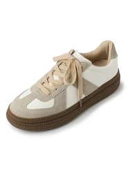 NEW 2025 Punk Women Platform Sneakers Spring Autumn Ladies Lace Up Patchwork Flat Shoes Fashion Round Toe Apricot Black Shoes