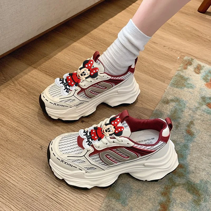 

Disney Mickey Mouse Minnie Anti-slip Wear-resistant Patchwork Mesh Breathable Men's and Women's Sneakers Casual Running Shoes