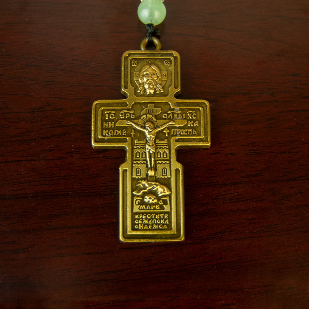HTISOK Holzperlen-Rosenkranz-Kreuz-Halskette für Orthodoxe Anhängerkette, Modischer Religiöser Schmuck – Detail 5