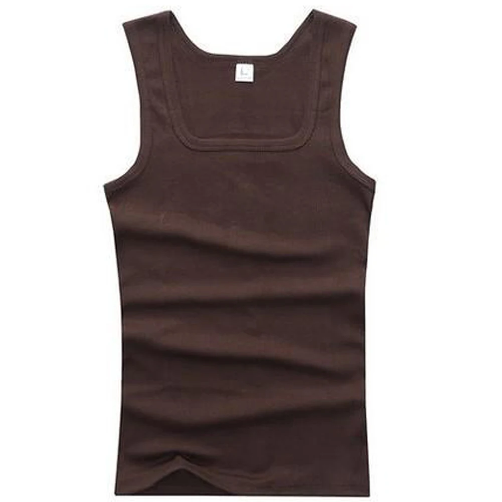 Solid Color Square Neck Tank Top Cotton Men Women Vest Fitness Sleeveless T-shirt Bodybuilding Gym T-shirts Casual Sleeveles Top