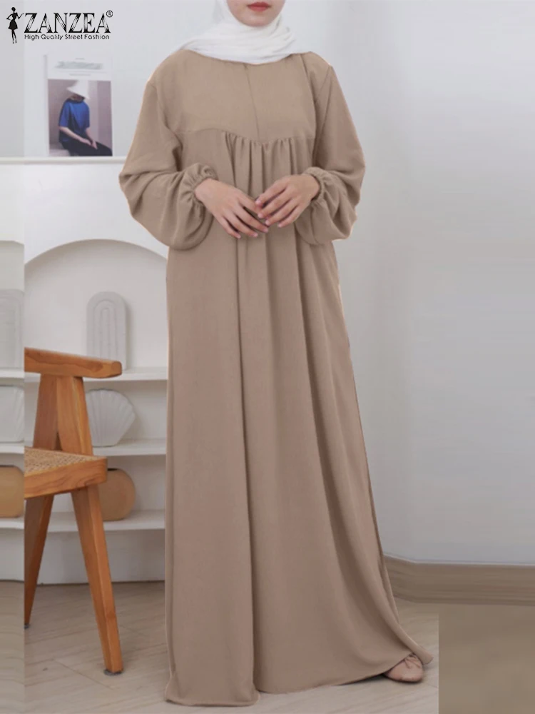 

Muslim Hijab Dress ZANZEA Autumn Fashion Abayas For Women Robe Elegant Solid Ramadan Dresses Turkey Dubai Abaya IsIamic Vestidos