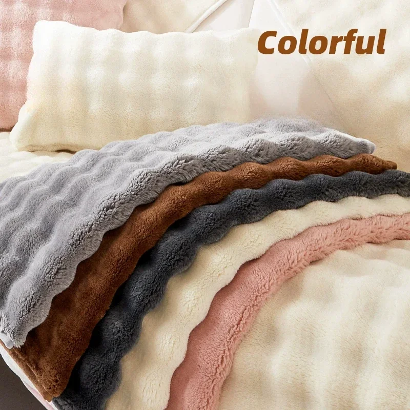 1PC Flannel Sofa Seat Covers for Living Room Soft Warm Plush Sofa Cushion Mat Non-slip Winter L Shape Couch Slipcovers Towel