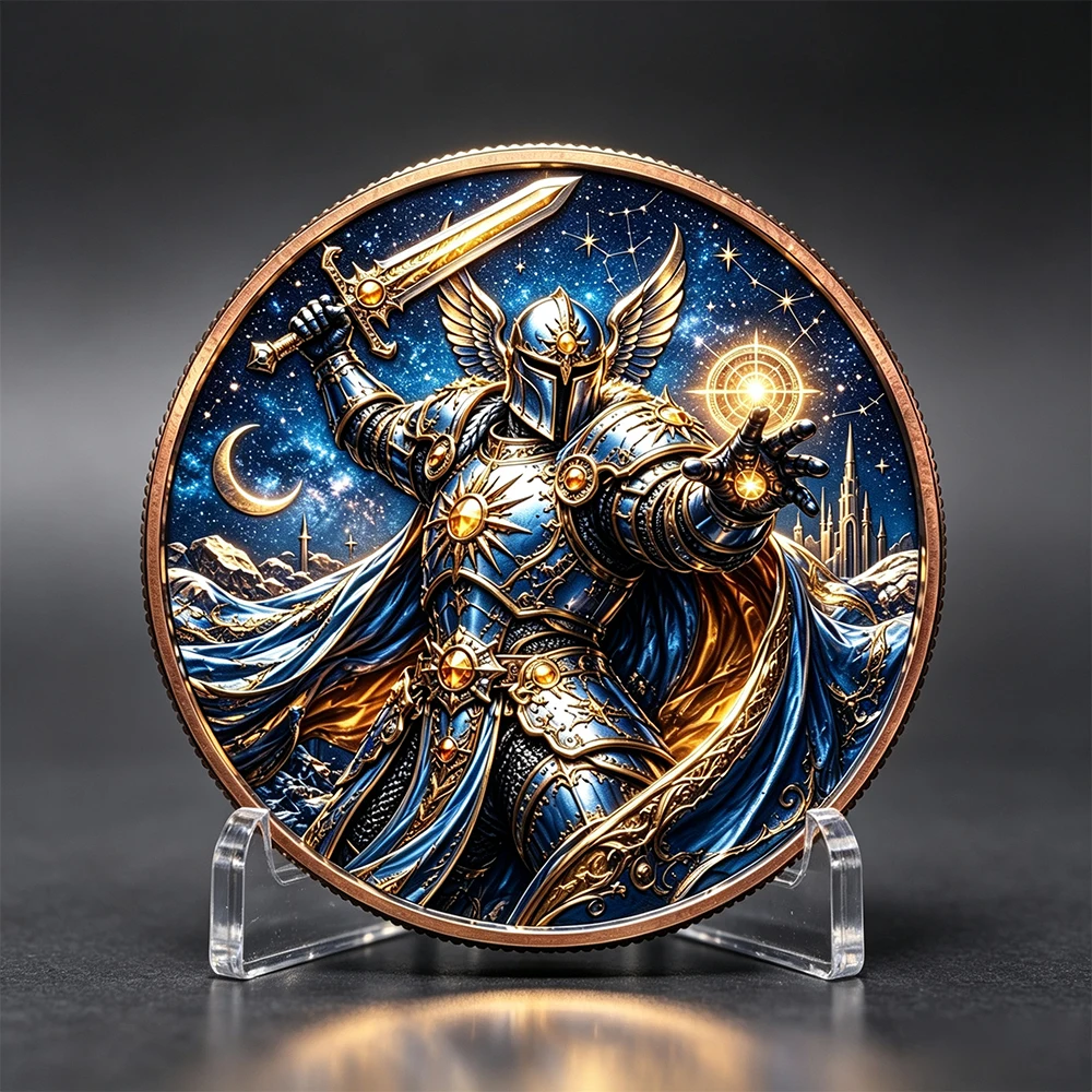 1pc Medieval Fantasy Star Knight Copper Commemorative Coin Celestial Paladin 1oz 999 Fine Copper Challenge Coin Collectible Gift view 5