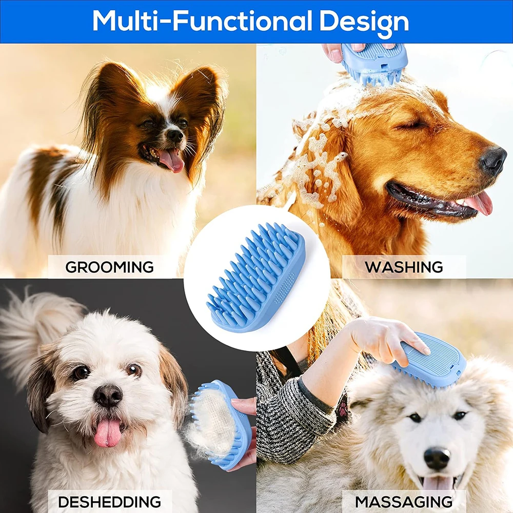 Pet Bath Comb Soft Silicone Anti Slip Soothing Beauty Massage Brush Remove Loose Hair From Cats/Dogs Pet Cleaning Products