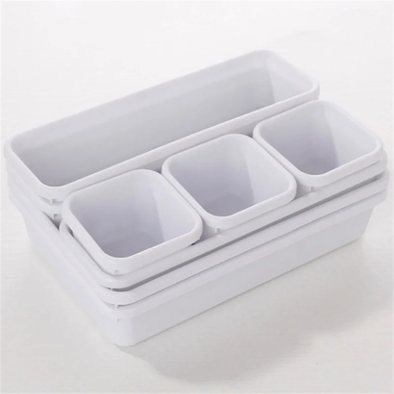 New 8PCS White Women Makeup Organizer Drawer Organizers Dustproof Desk Stationery Storage Box For Kitchen Bathroom Accessories