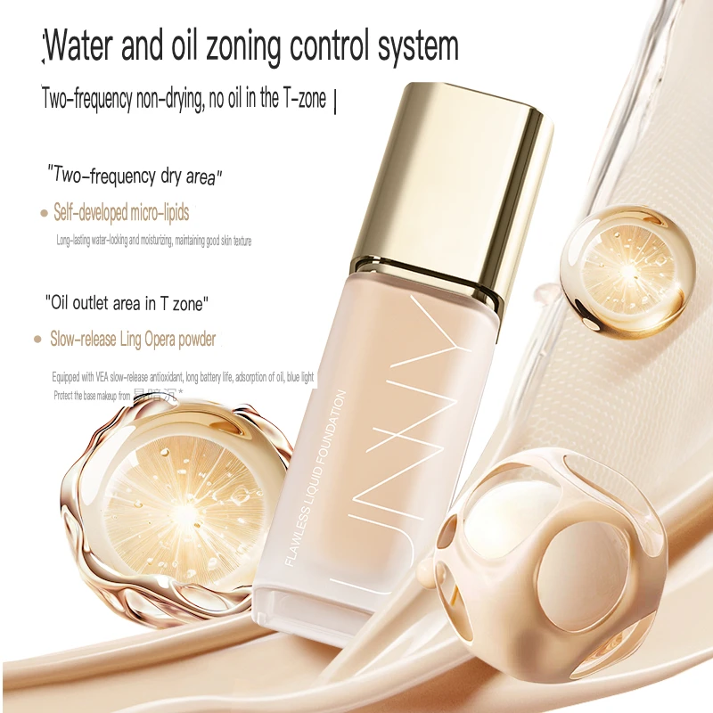 UNNY Upgrade 2.0 Liquid Foundation for Mixed Skin Oil Control Long-Lasting Makeup Resistant Brightens Dry Skin Hard to Remove