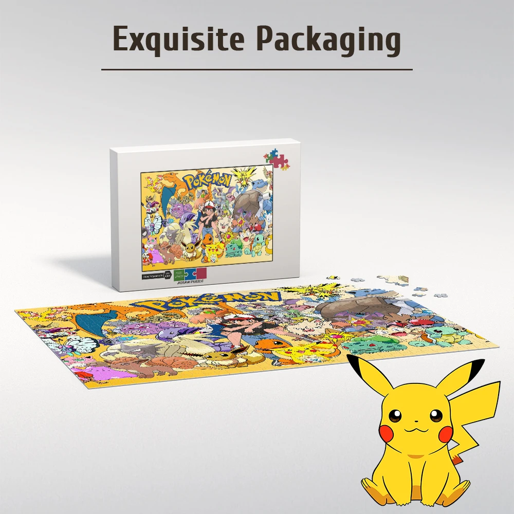 Pokémon Pikachu 108/200/300/500/1000 pezzi gioco puzzle pavimento in legno, regalo portatile di alta qualità per feste, divertente