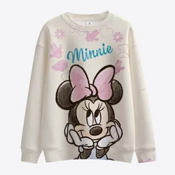 Sweat-shirt à manches longues pour femme, sweat-shirt à col ras du cou avec imprimé de dessin animé Disney, Minnie et Mickey, haut amusant pour l'automne