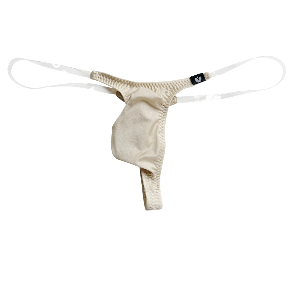 Men's Low-Rise Transparent Belt Nylon Thongs Underwear with Pouch Mini G-Strings Sexy Transparent Gay Men's Briefs