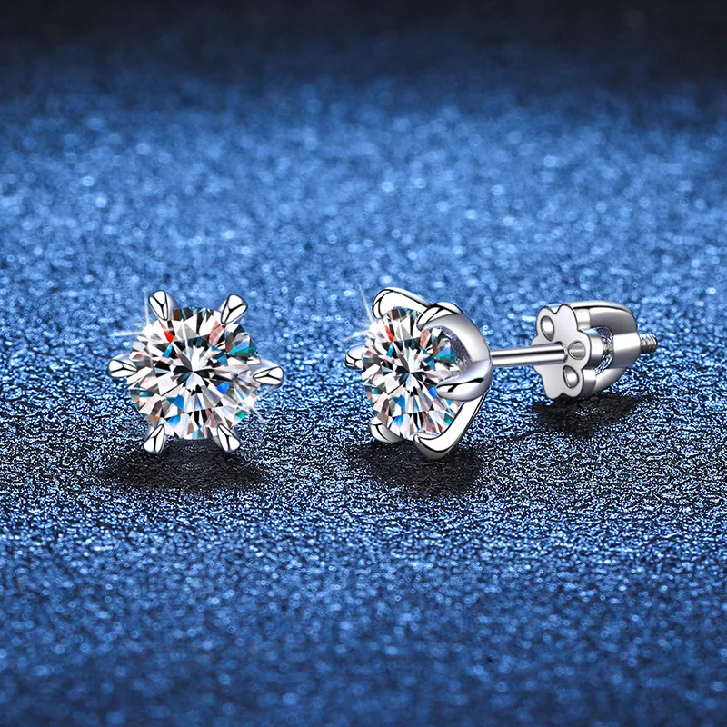 

4ct Moissanite Screwback Stud Earrings Women 925 Sterling Silver Pass Tester Mosan Diamond Ear Studs Hip Hop Jewelry Wholesale