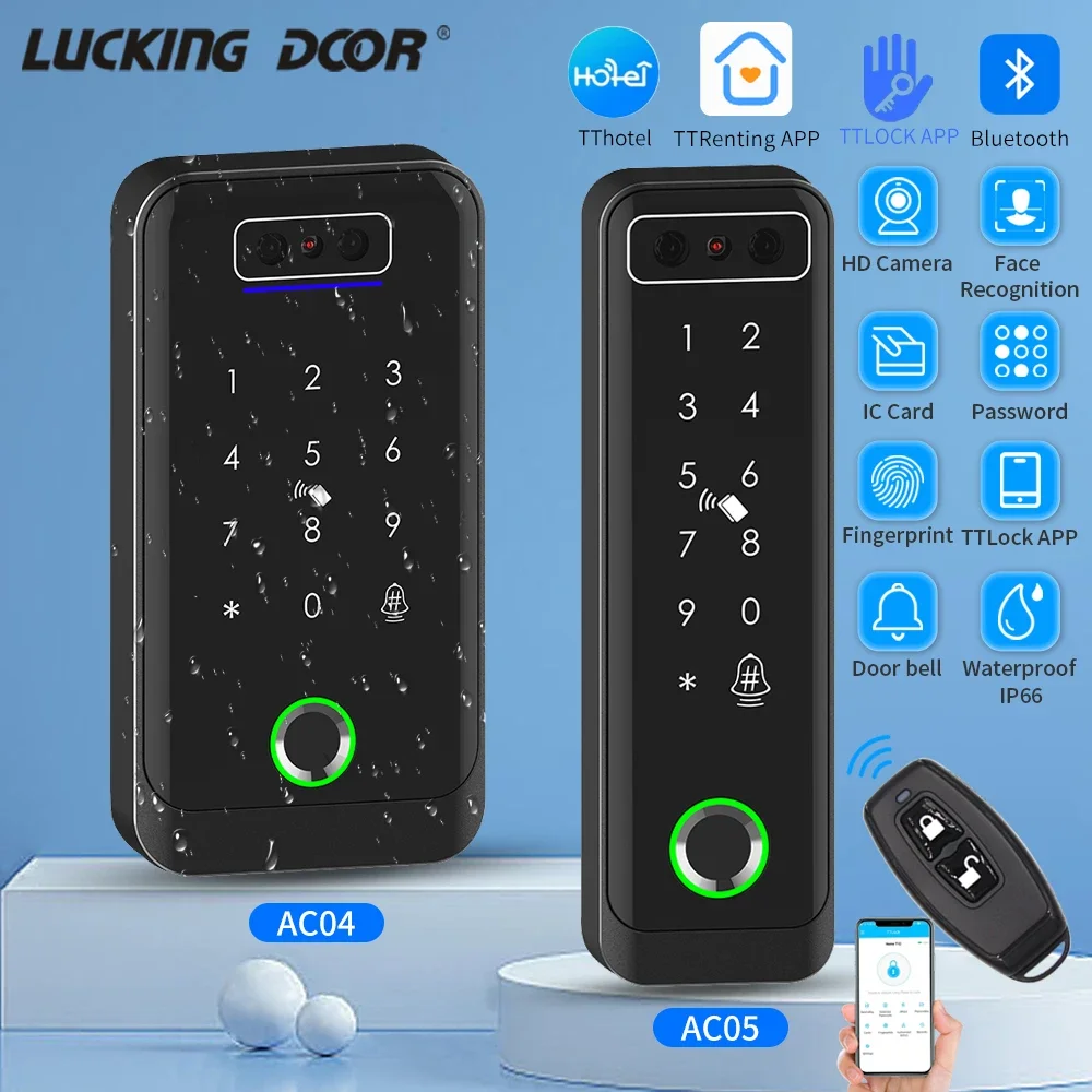 TTLOCK Bluetooth IP66 Waterproof 3D Face Recognition Smart Fingerprint Access Control System For TT Hotel Apartment TTRenting