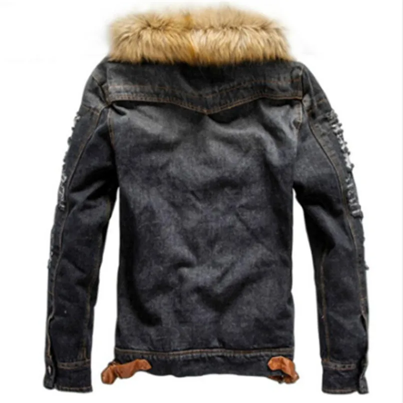 Dropshipping 2026 Nowe męskie kurtki jeansowe i płaszcze z denimu, grube, ciepłe zimowe okrycia wierzchnie S-4XL LBZ21 — zdjęcie 5