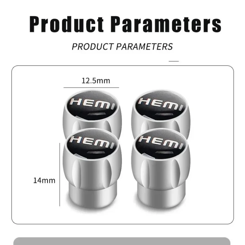 Aluminum Car Tire Valve Stem Caps Dustproof Tyre Air Valve Covers For Dodge Challenger Charger Durango RAM HEMI SRT RT Sticker