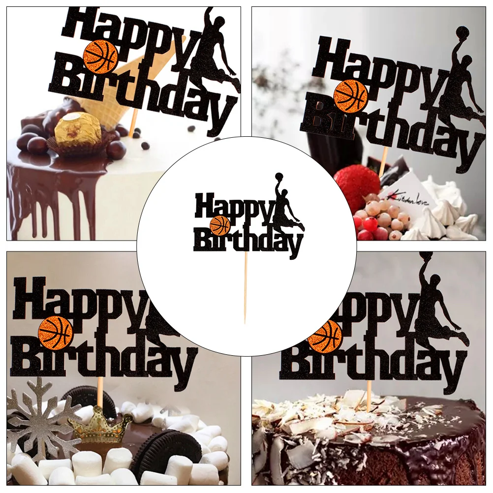 

Basketball Picks Cute Food Grade Design Party Cake Decorations Happy Birthday Cake Toppers Party Supplies