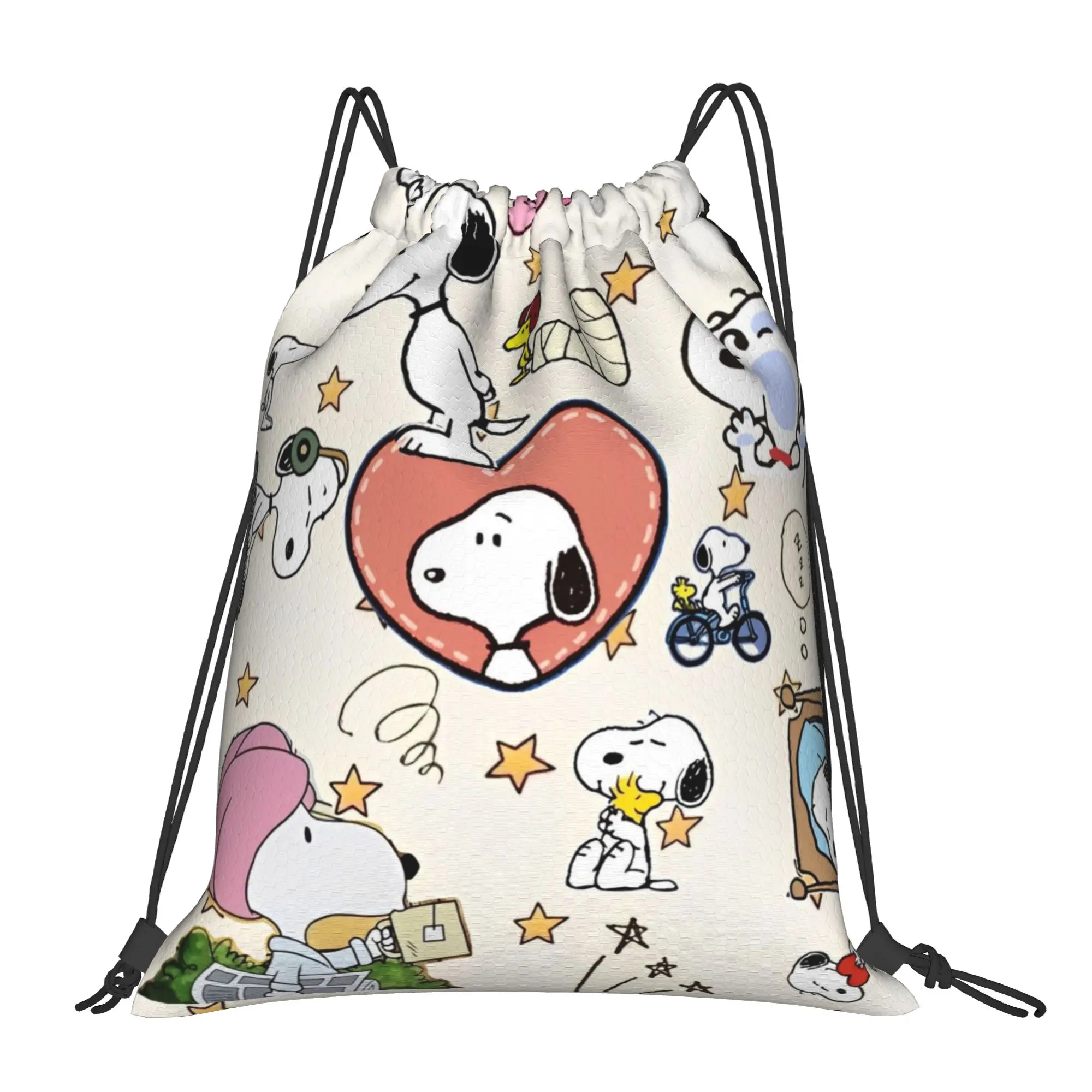 S-Snoopys Woodstocks Rucksack mit Kordelzug, Sport-Sackpack, wasserabweisende Cartoon-String-Taschen für Übungen, 36 cm (B) x 43 cm (H)