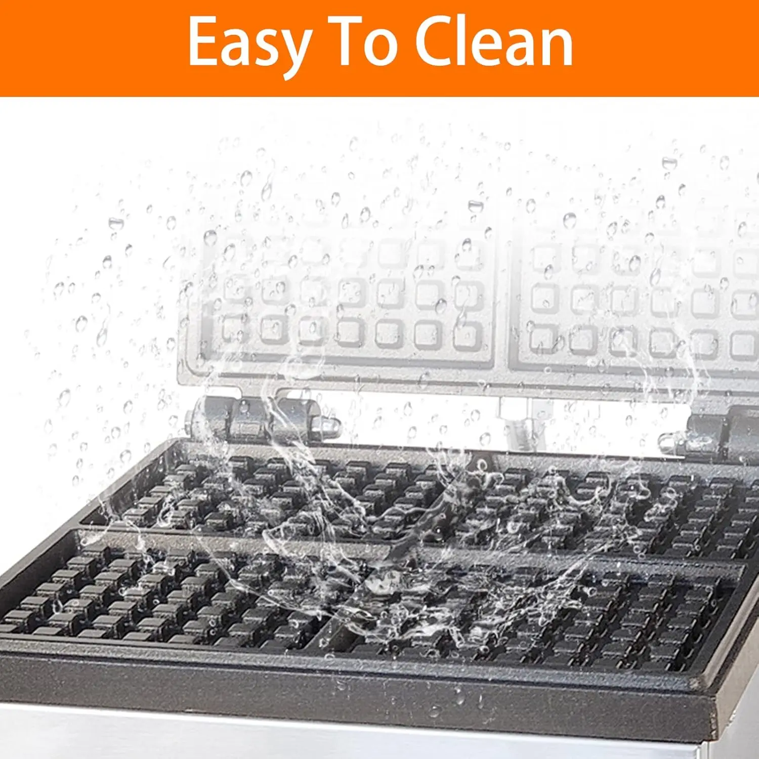 Máquina para hacer gofres comercial, máquina para hacer gofres eléctrica antiadherente de 4 piezas, acero inoxidable, 110V, Control de temperatura y tiempo, gofres belgas