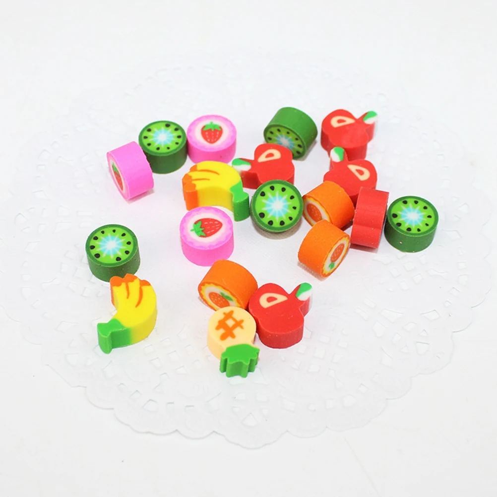 

50 PCS Fruit Eraser Erasers Creative Stationery for Kids Cute Food Girls Shaped Mini Cartoon Classroom Supplies