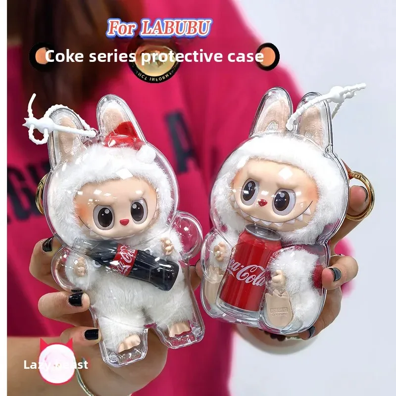 Labubu Coca-Cola carcasa protectora Factor de felicidad vinilo primera y segunda generación cubierta de muñeca Loubu protección contra el polvo