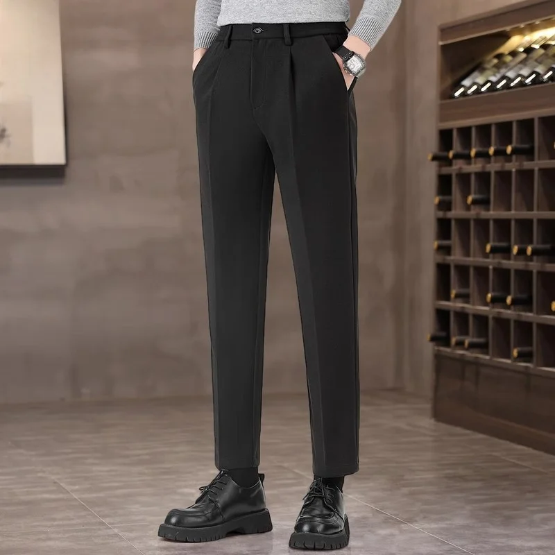 

Мужские повседневные брюки свободного кроя, прямые, укороченные (до щиколотки), весенние, модные, молодежные, из полиэстера