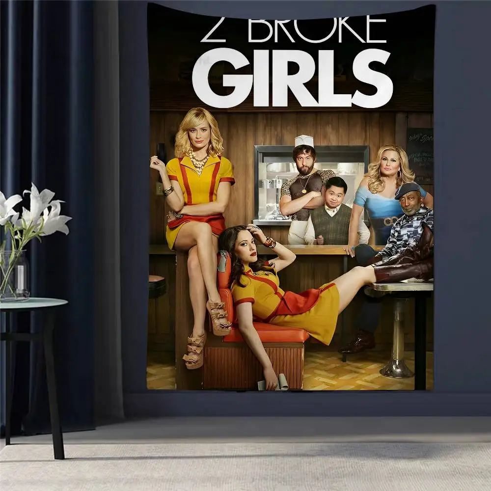 

2 Broke Girls Cartoon Tapestry Wall Hanging Decoration Household Home Decor