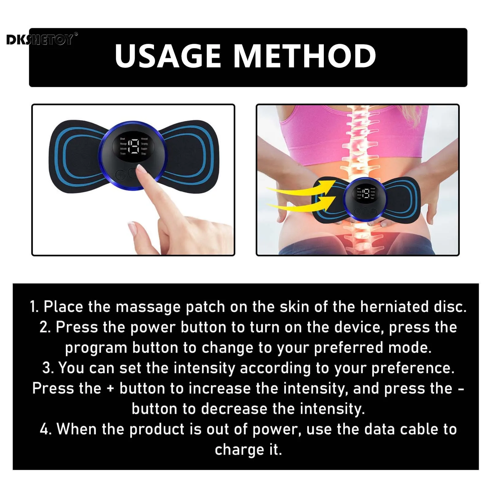 Electric waist massager for pain relief herniated discs care Cordless Massager Lumbar Spine Cervical Tendon Body Relaxation