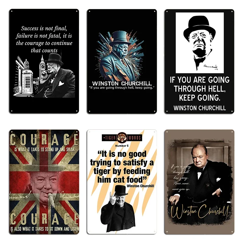 Winston Churchill Quotes Metal Sign Decoration Garage Wall Decor Personalized Garage Tin Sign Poster