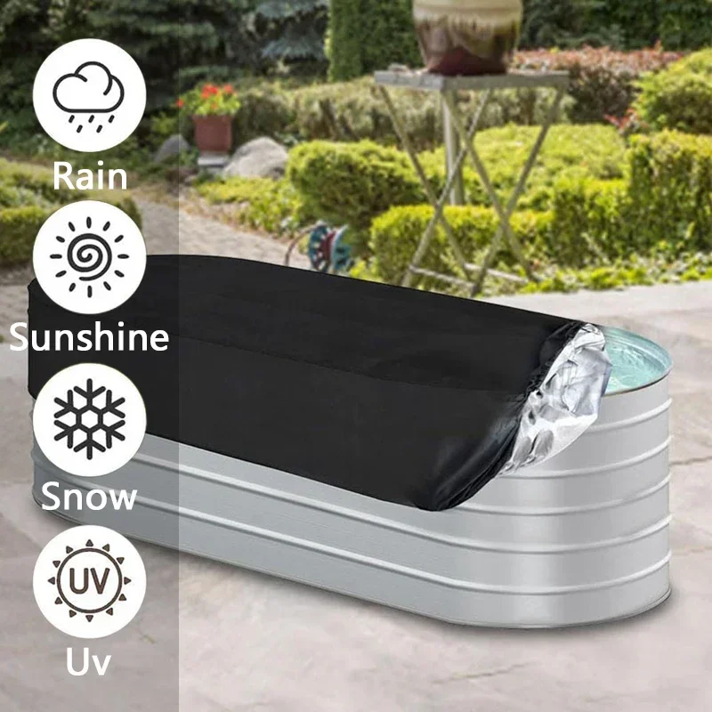 Waterproof Outdoor Oval Stock Tank Pool Cover Swimming Pool Cover Stock Tank Cover With Storage Bag Oxford Bathtub SPA