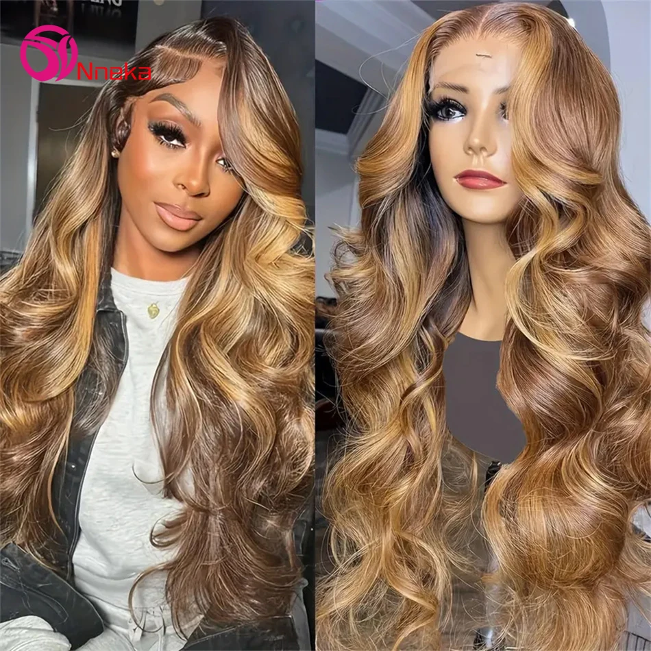 

30 36 Inch 4/27 Highlight Ombre Body Wave Lace Frontal Wigs 13x6 Human Hair 13X4 Lace Front Human Hair Wigs For Women