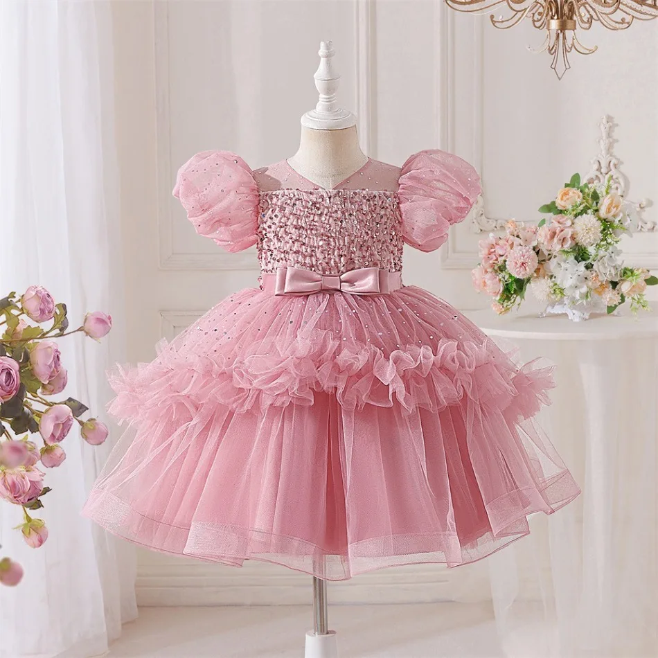 Summer Bridesmaids Party Girl Dresses Bow Wedding Birthday Princess Prom Dresses Girl Gala Tulle Graduation Evening Gown ASQ03
