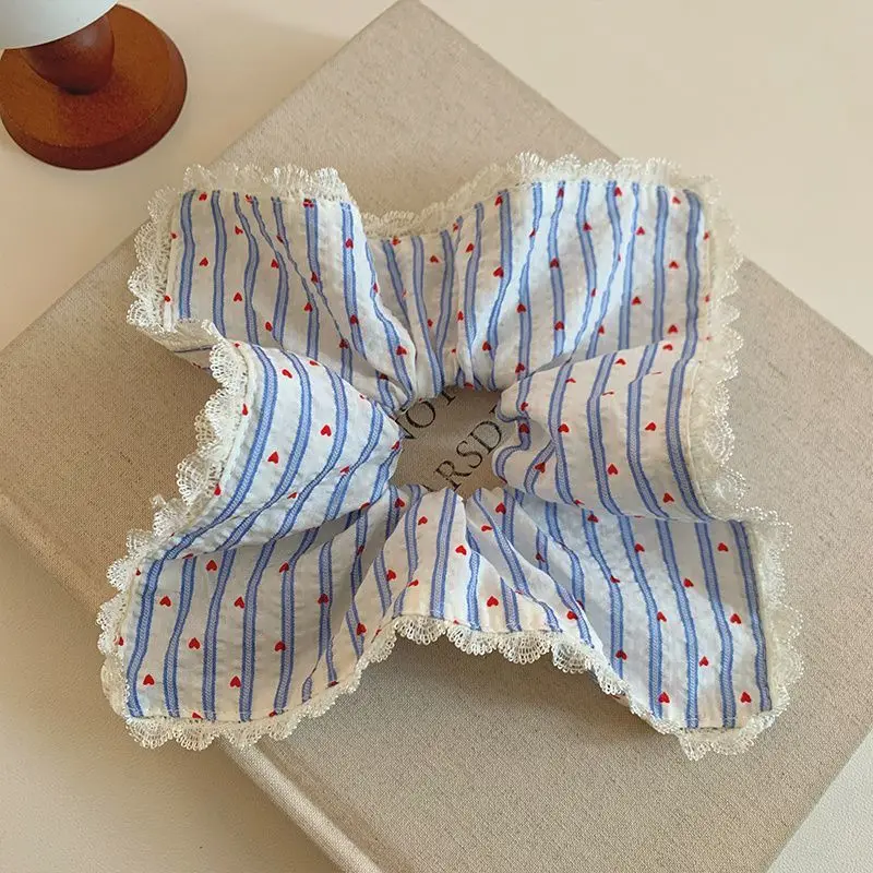 1 Stück Neues Blau Gestreiftes Dickdarm-Haarband Modisches Rotes Wellen-Haarband Lässiger Pferdeschwanz-Stil Haargummi