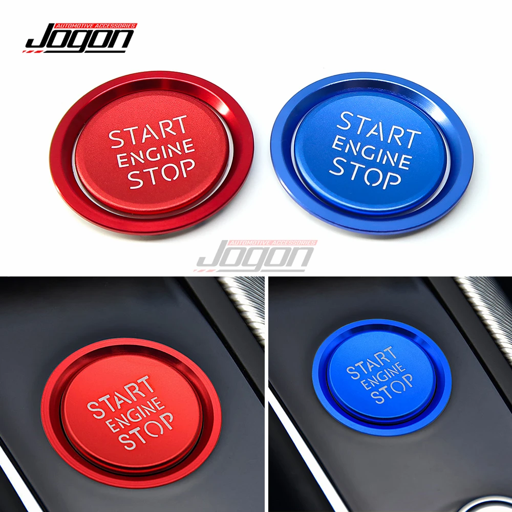 Red & Blue For Audi A4 A5 B9 B8 A6 A6L A7 C7 Q5 8R Car Interior Engine Start Stop Button Ring Ignition Cover Trim Accessories