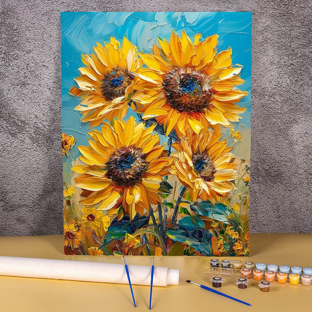 

DIY Pictures By Number Sunflower Kits Painting By Numbers Floral Hand Painted Paintings Art Drawing On Canvas Home Wall Decor