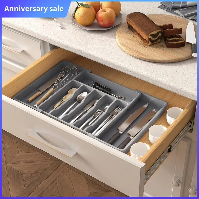 

Cutlery Drawer Organiser Expandable Utensil Tray For Kitchen, Adjustable Silverware And Flatware Holder Durable