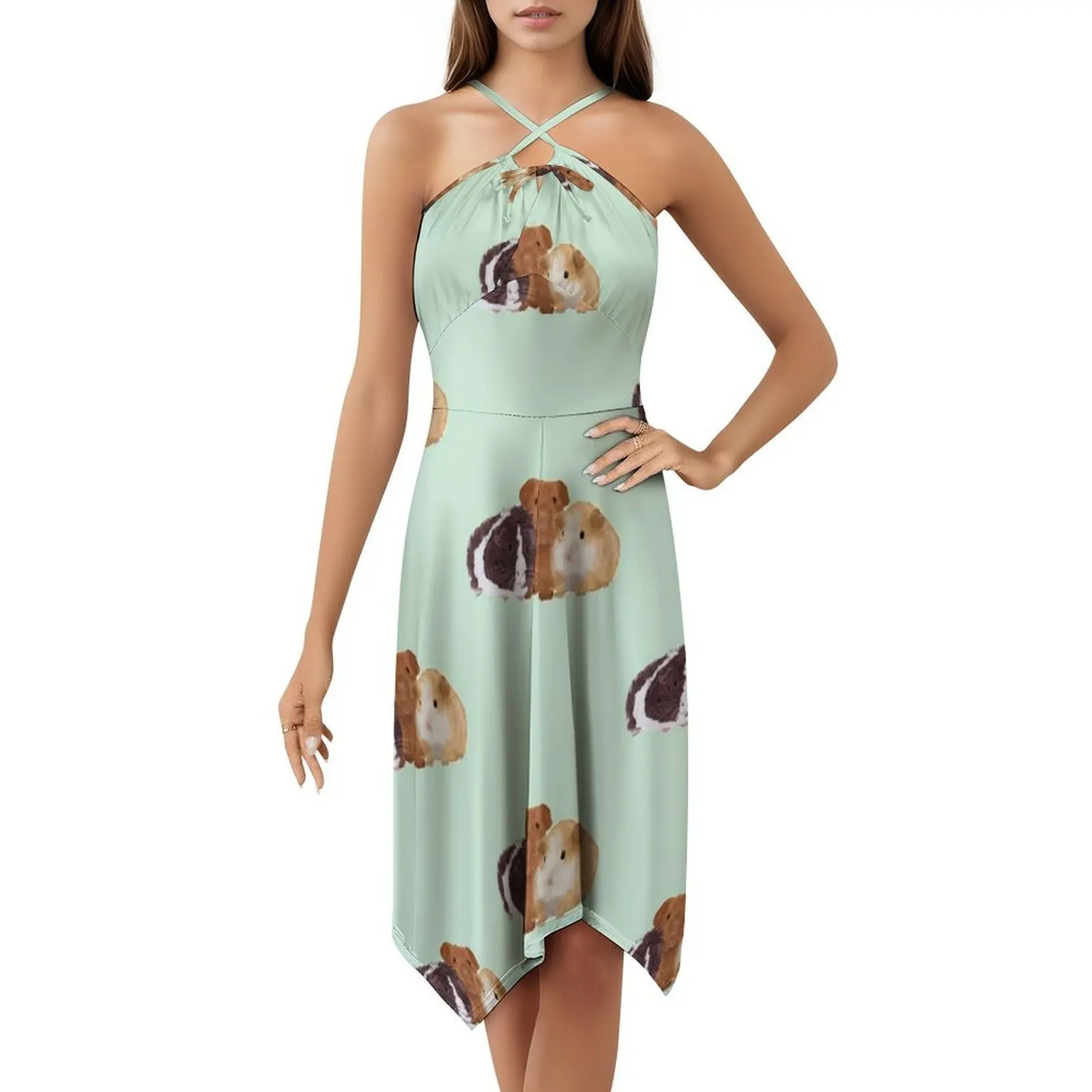 خنازير غينيا فستان سموك الأزهار للنساء الربيع الصيف فستان كاجوال للحزب خنزير غينيا خنازير غينيا الملابس النسائية #5