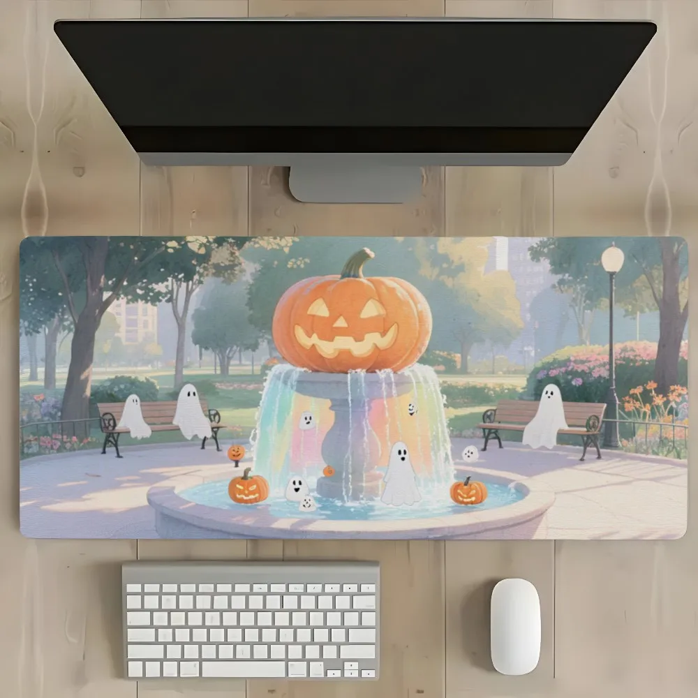 

Halloween Themed Extra Large Gaming & Office Desk Mat - Jack-O-Lantern, Pumpkin, Ghost Design Mouse Pad for PC & Laptop