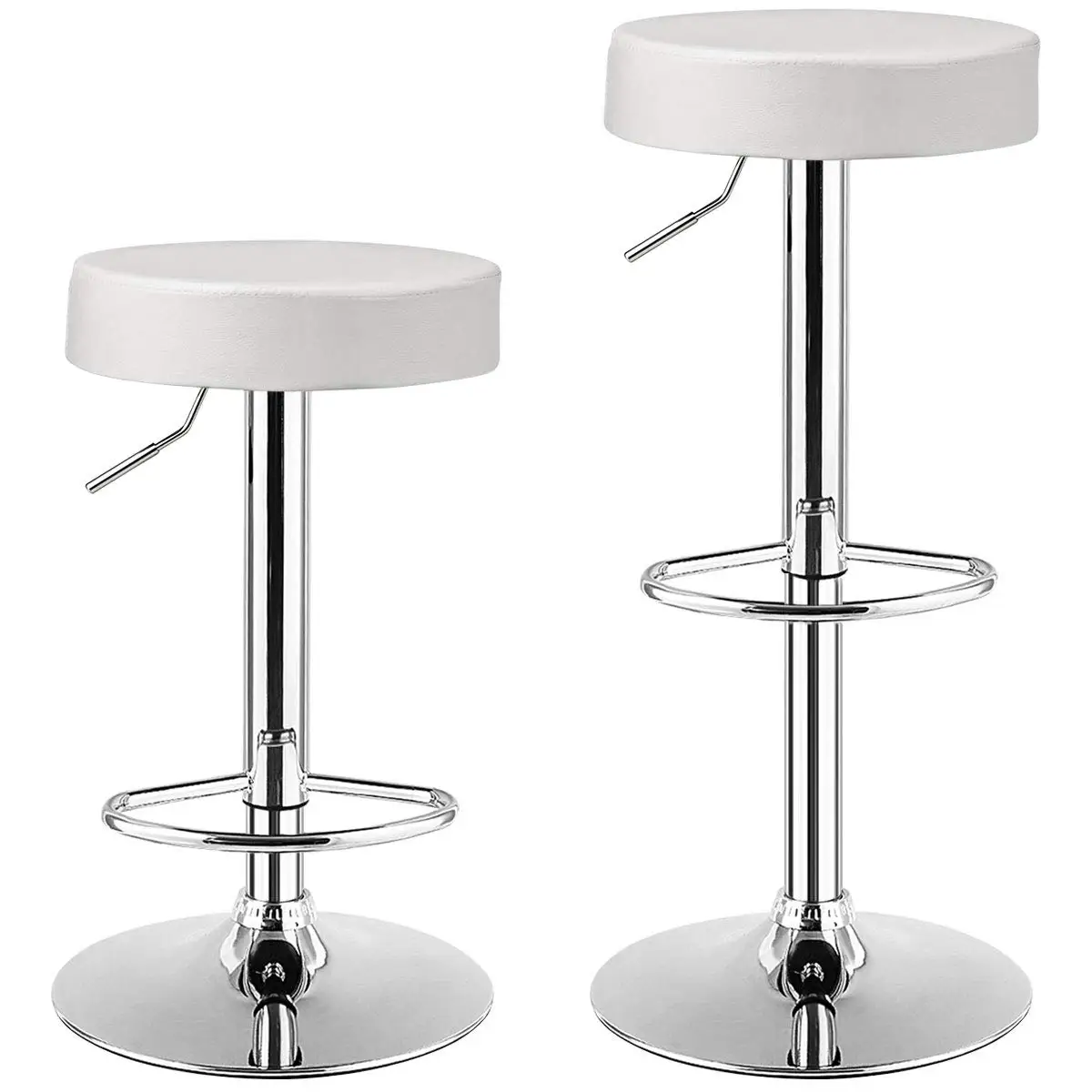 

Bar Stools Set of 2, Modern Swivel Backless Round Barstool, PU Leather Armless bar Chair with Height Adjustable,, Customized