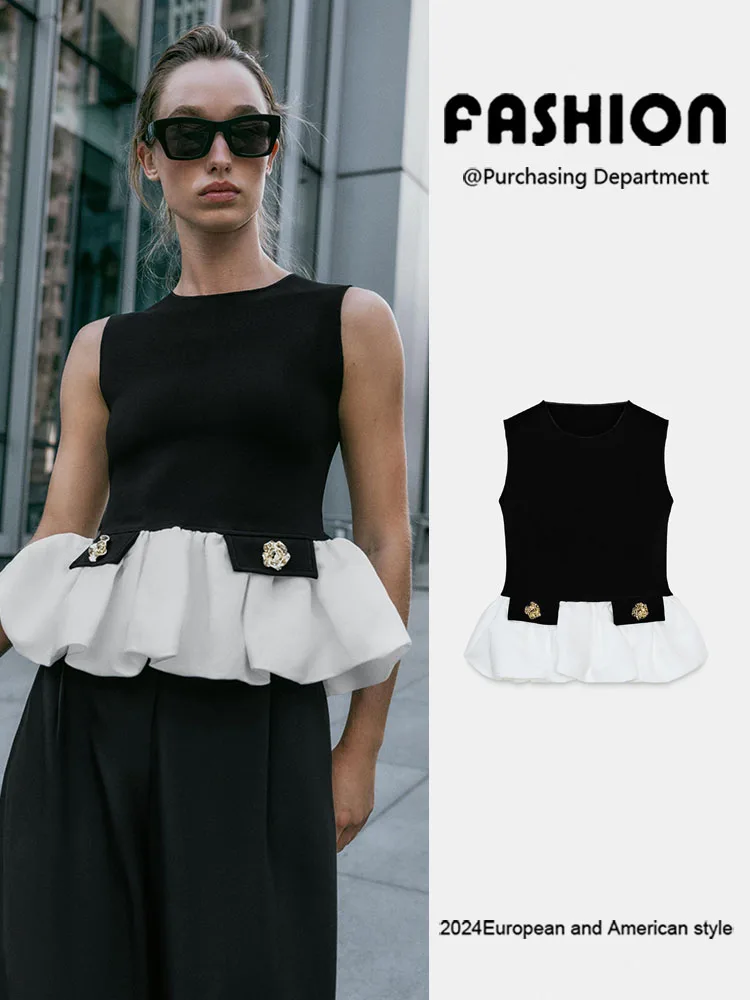 

Новый женский топ для похудения с круглым вырезом Ne Color Blo, осенняя коллекция ZA2025, эластичный модный этнический слей