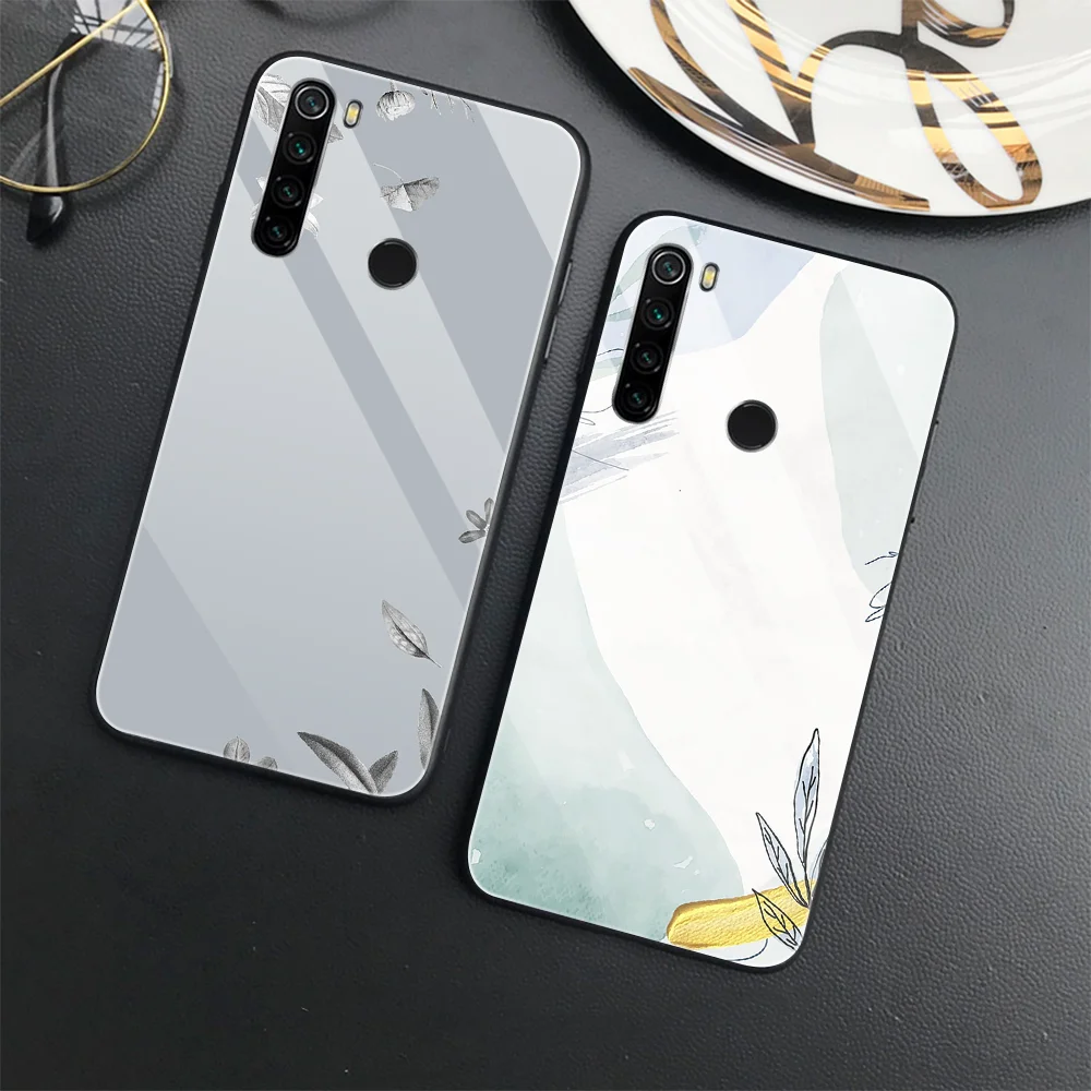 Minimalism Fundas for Redmi Note 10Pro 9 Pro Max 10 4G 9T 10S Poco F3 11 11S 5G F2Pro Luxury Tempered Glass Phone Case Coque