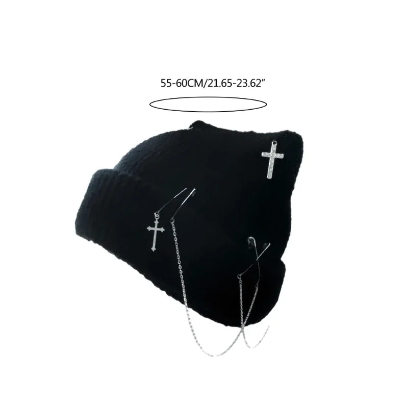 Bonnet gothique avec oreilles de chat pour femme, crochet fait main, chapeau tête de mort, sous-culture féminine, vêtements de sauna pour