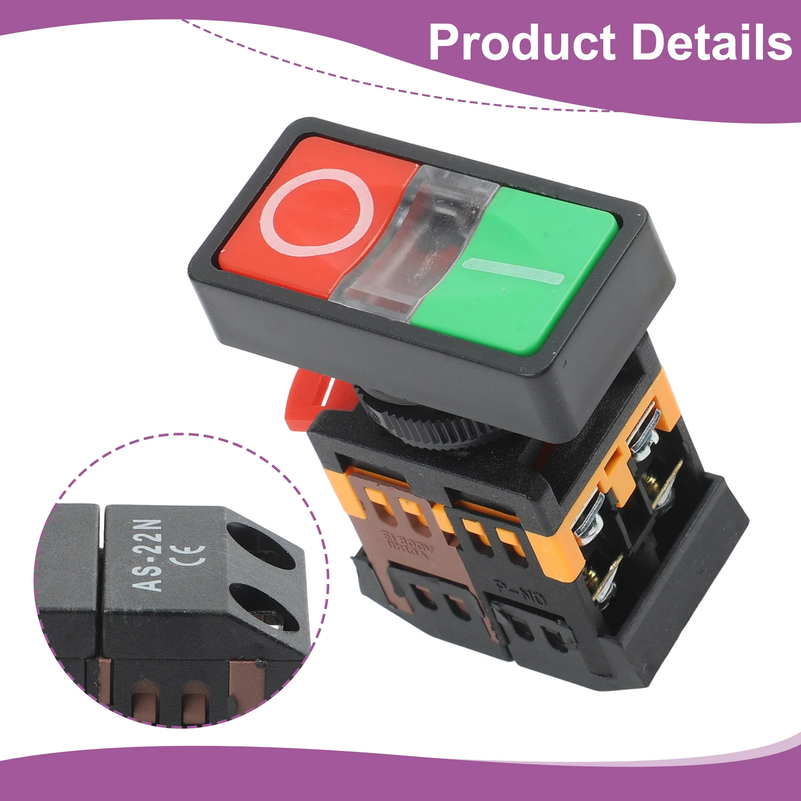 For Electrical Cabinets 5.5*3.2*8 Cm Dual Button Switch -30 100 C Operating Temperature 1,000,000 Electrical Cycles