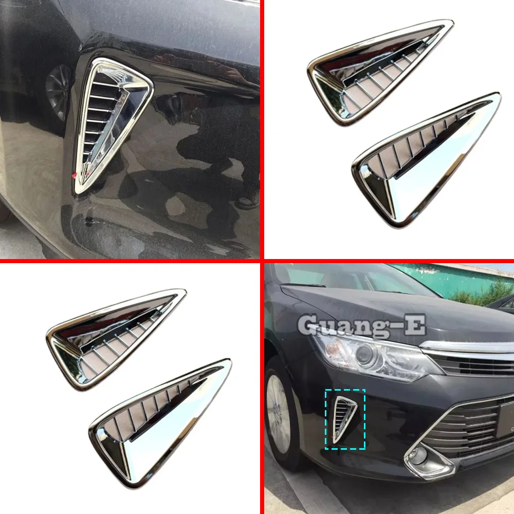 Car Detector Sticks ABS Chrome Front Side Foliage Leaf Fender Vents Air Outlet Lamp Trim 2pcs For Toyota Camry 2015 2016 2017