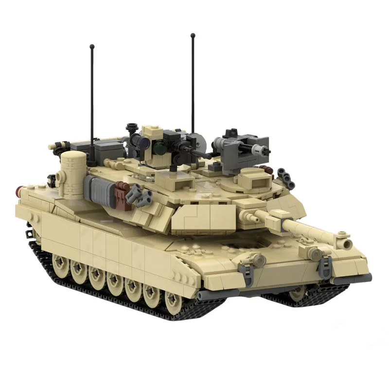 Modèle de char militaire M1A2 Abrams MBT MOC, 1523 pièces, blocs de construction modulaires personnalisables, conception créative, jouet pour garçons, cadeau de noël