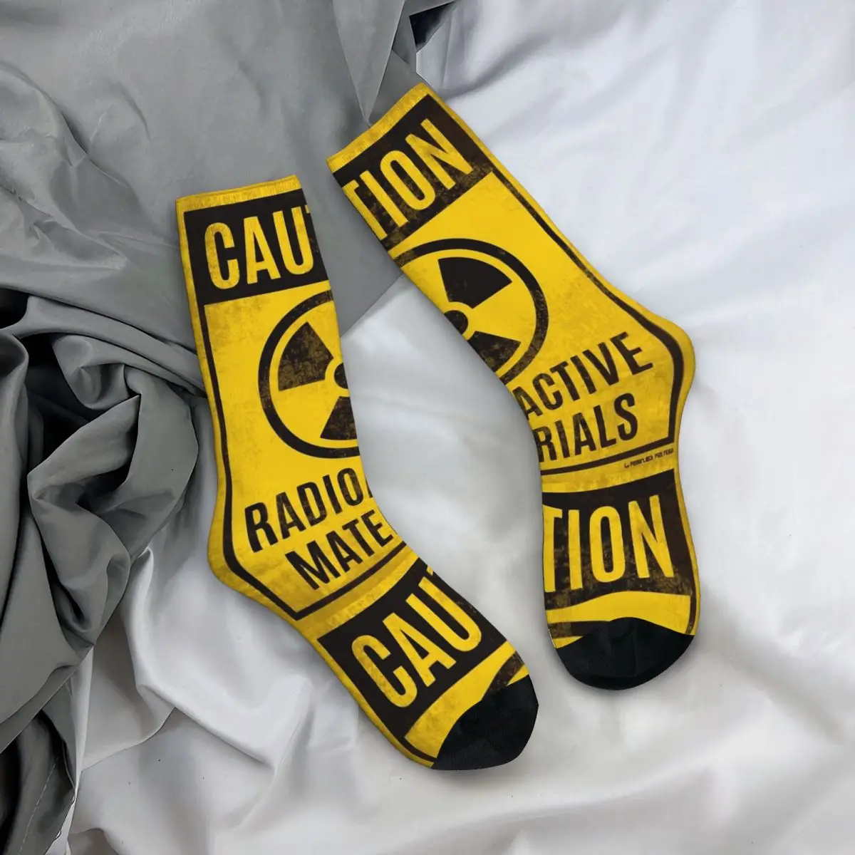 Funny Men\'s Women\'s Radioactive Materials Dress Socks Retro Logo Merchandise Warm Socks Soft Birthday Present