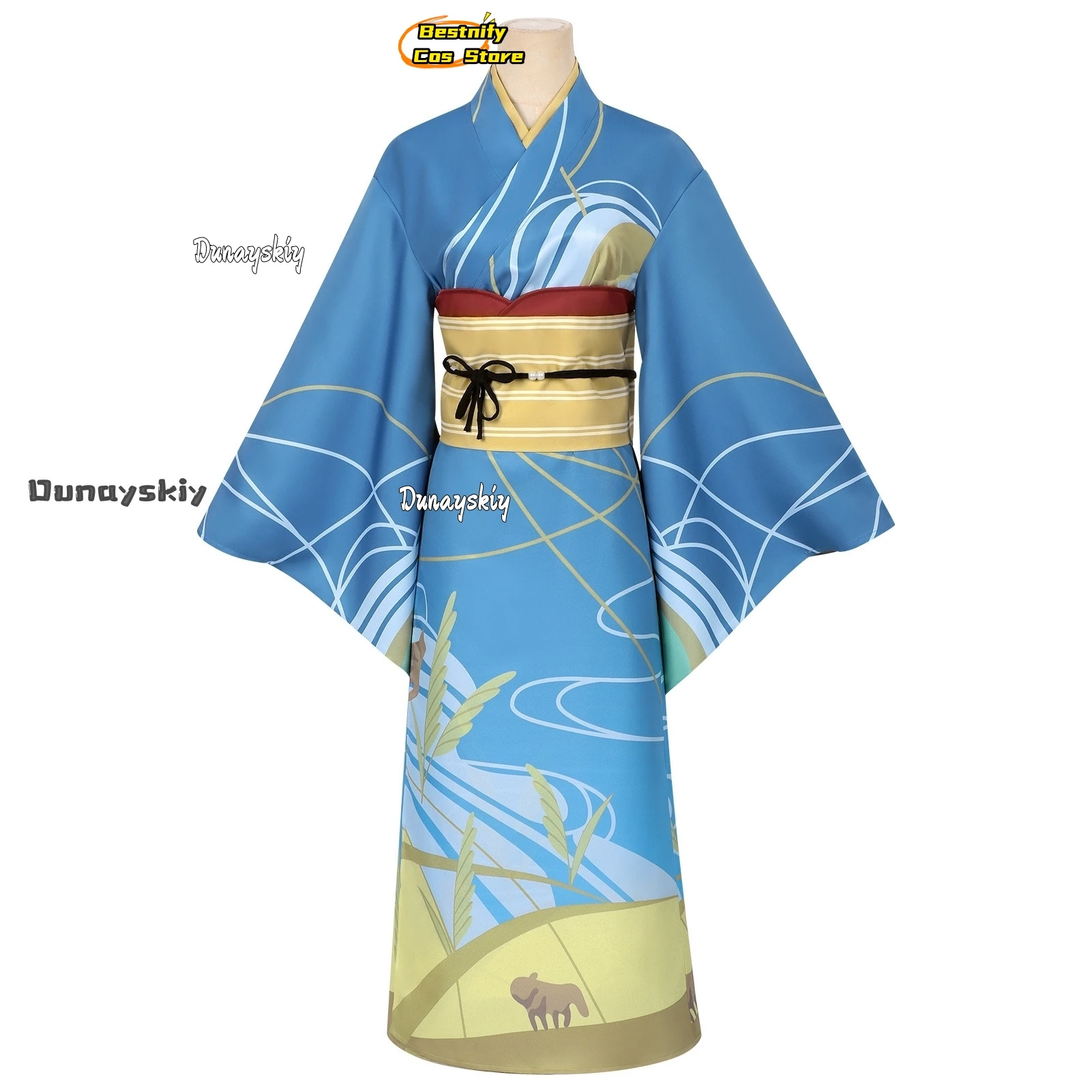 

Bestnify Cos@2026 New Anime 20th Denmoku Inako Momokawa Cosplay Costume Sparks of Tomorrow Kimono Dress Women Girls Halloween