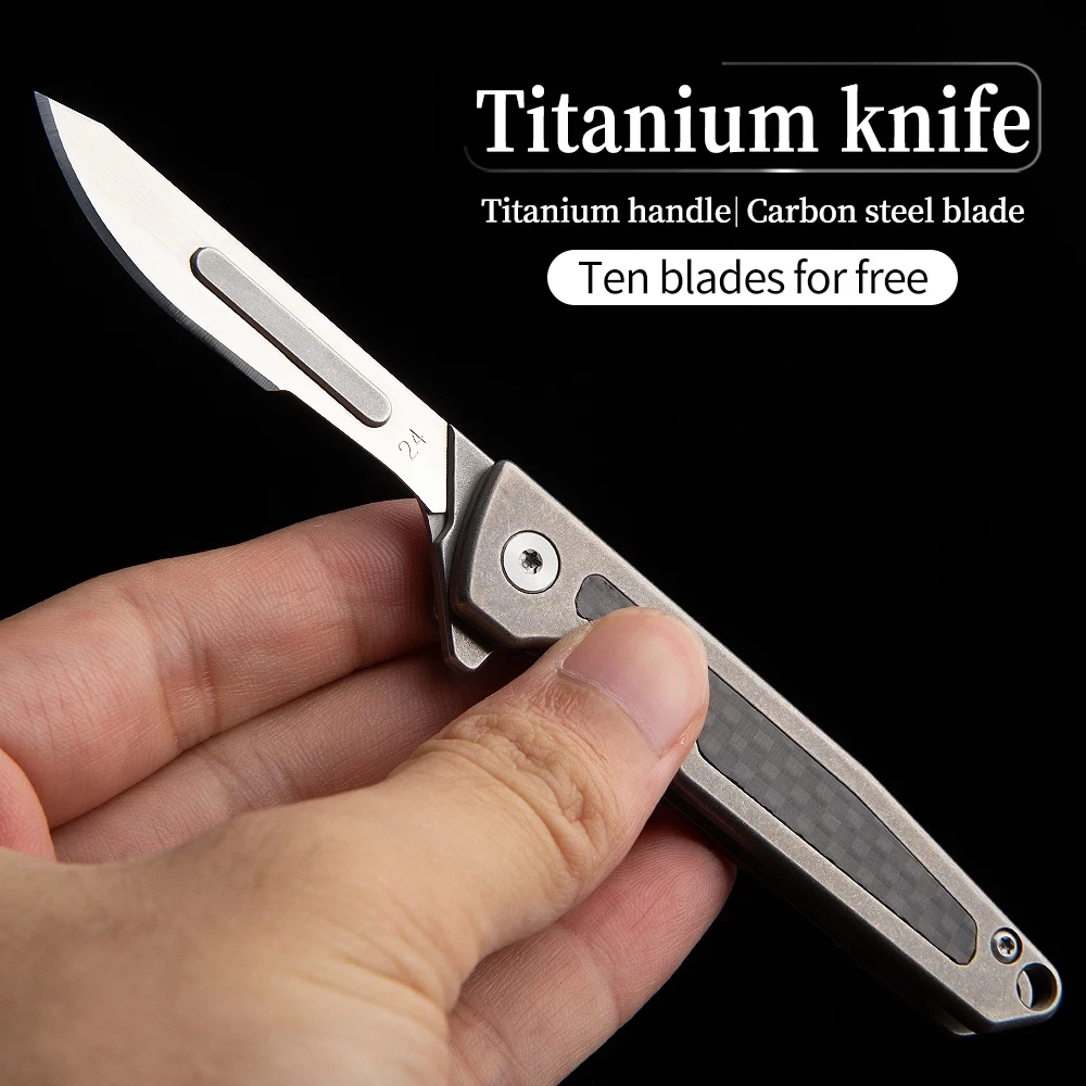 Titanium Alloy Scalpel Folding Knife Outdoor Survival Camping Portable EDC Tool High Hardness Multifunctional Uility Knife