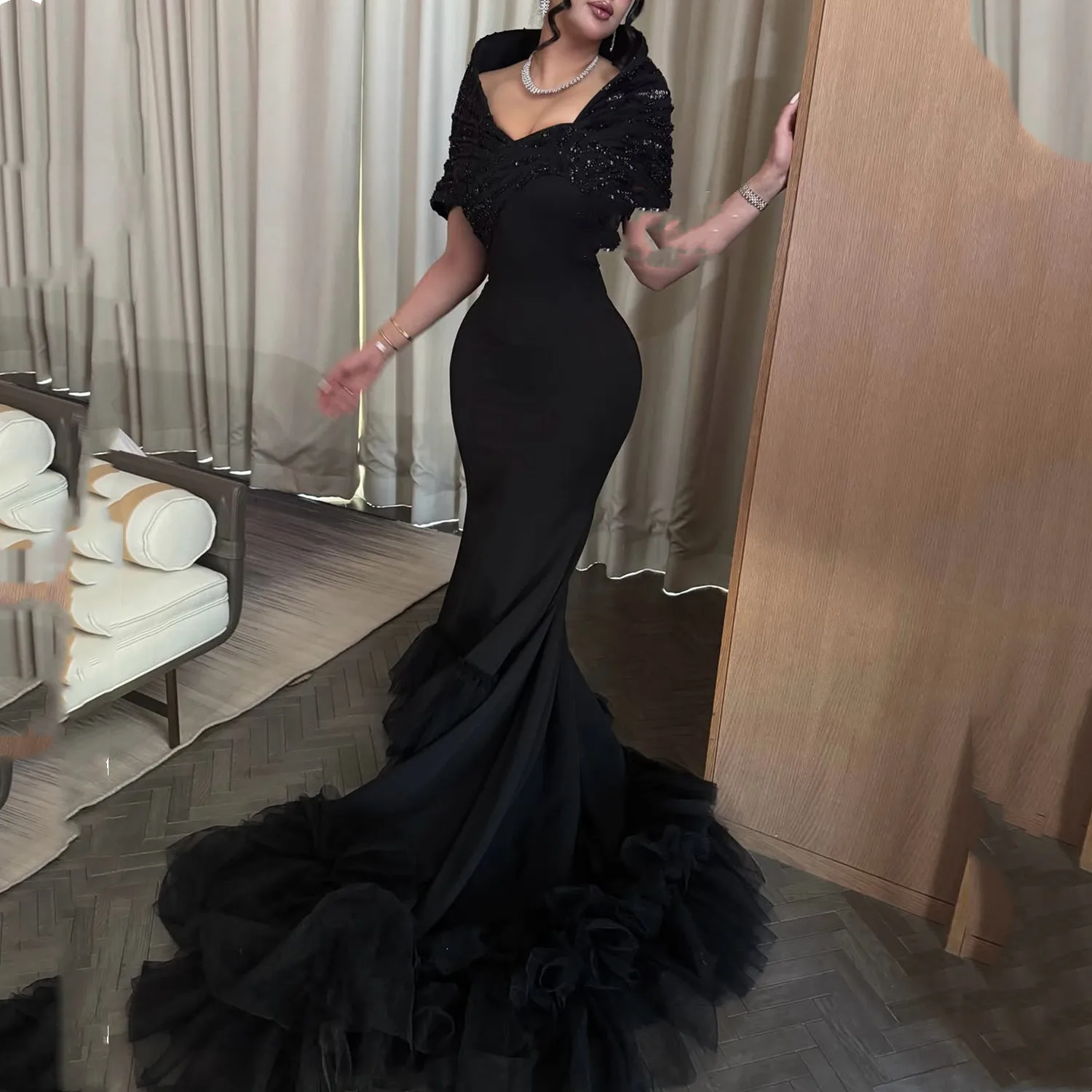 

Lorrtta فساتين سهرة Dresses Gala Платье Вечернее Women's Evening Dress Mermaid Elegant Women's Dresses for Wedding Party Black