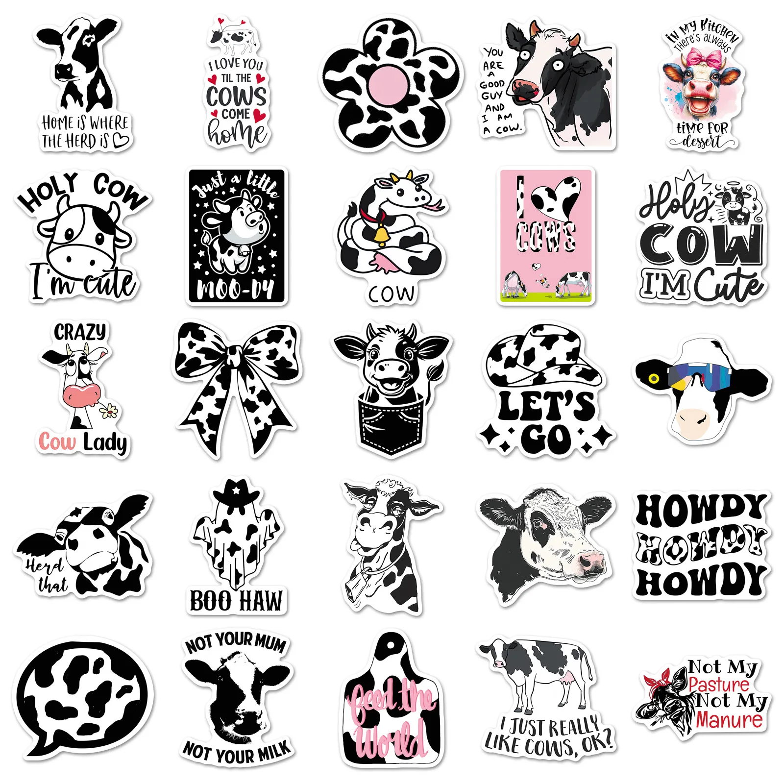 10/50PCS Cartoon Cute Cow Fun Sticker DIY Decoration Mobile Phone Case Notebook Water Cup Waterproof Toy Gift Sticker